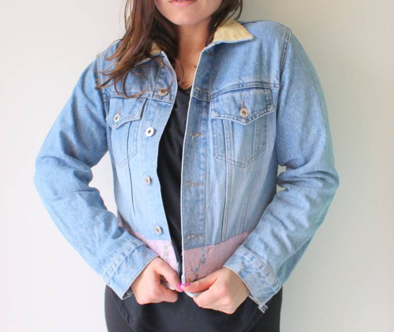 1990Er Jahre Express Blue Jeansjacke, Trikot-Details - Damen M von retroandme