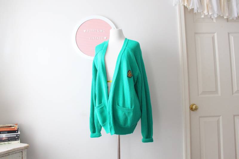 1990S Gap Unisex Vintage Grüne Strickjacke Größe L. Designer. Gestrickt. Retro. Modell Grüner Pullover. Süßen Knöpfen. Maritim. Adrett von retroandme