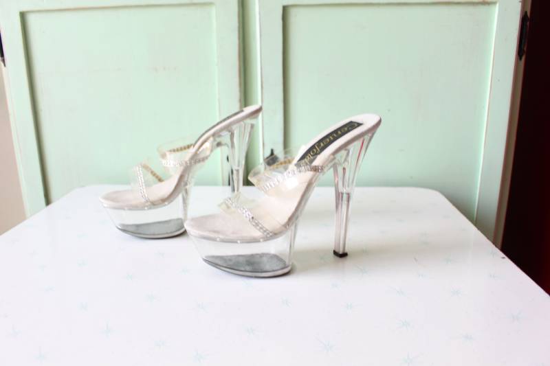 1990Er Jahre Klare Plattform Stiletto Heels.... Größe 9 Damen.kostüm. Pumpen. Partei. Mod. High Heels. Chunky Fersen. Lila. Disco von retroandme