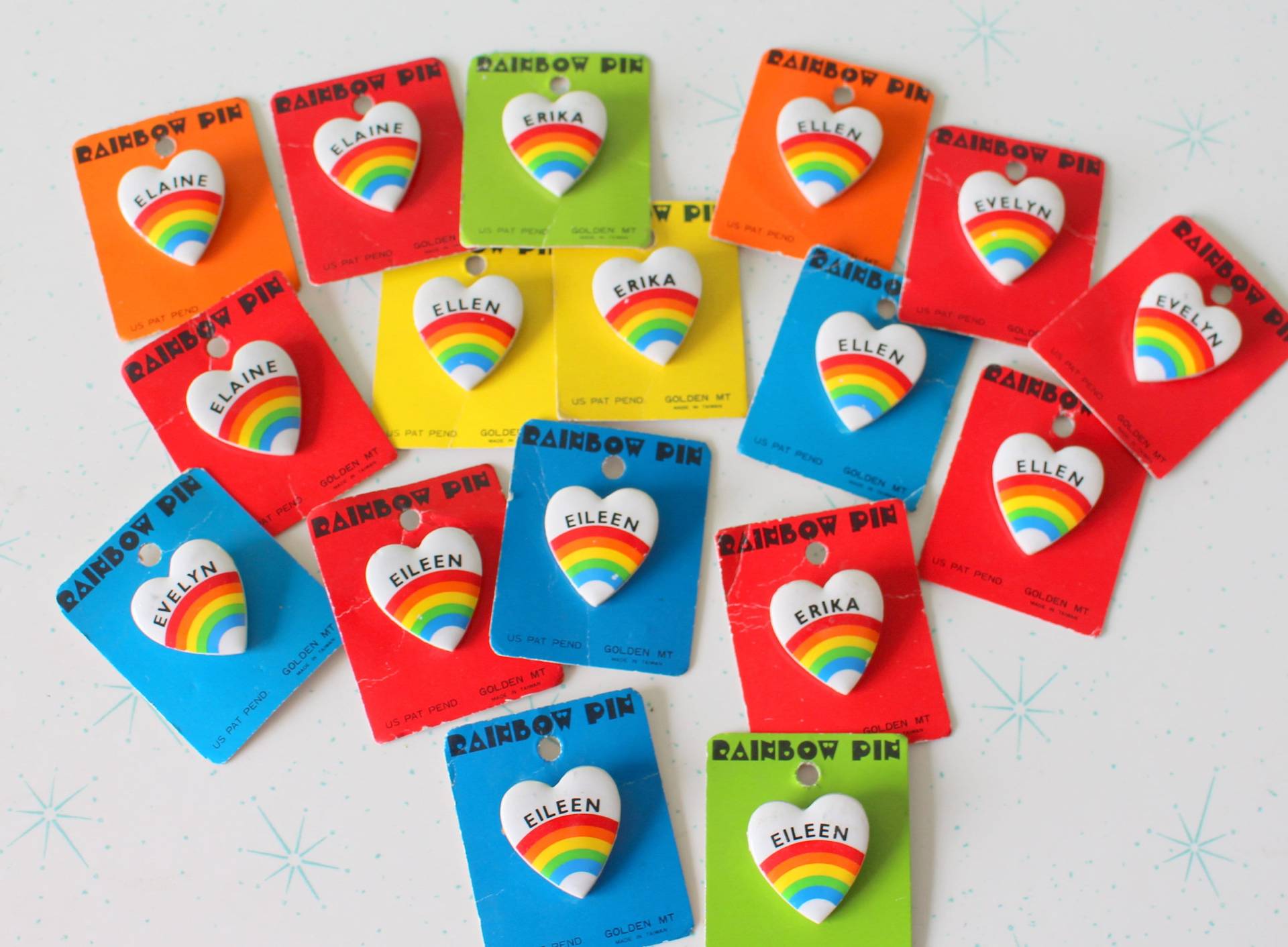 80Er Jahre Regenbogen Herz Anstecknadel - Vintage New Old Stock von retroandme