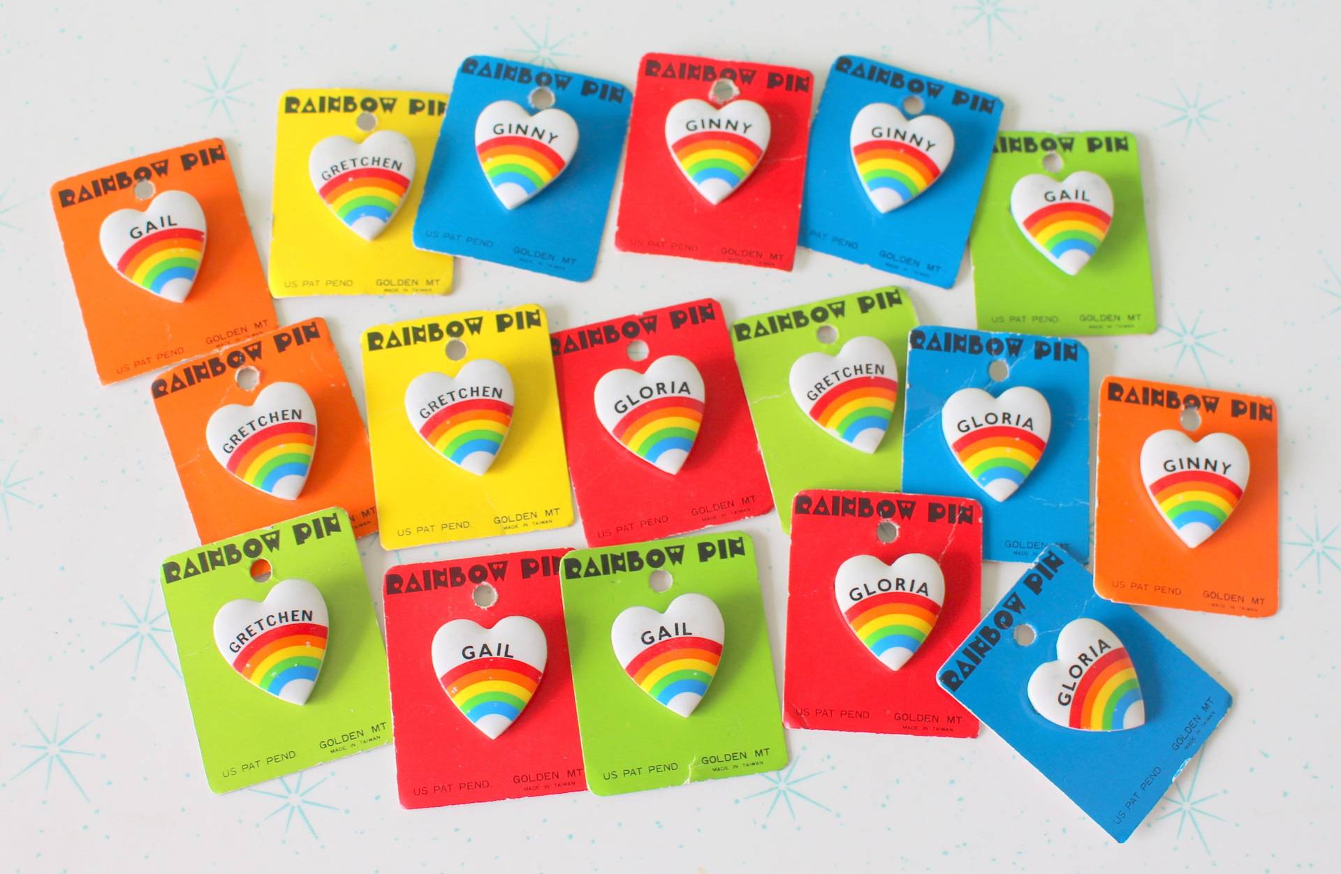 80Er Jahre Regenbogen Herz Anstecknadel - Vintage New Old Stock von retroandme