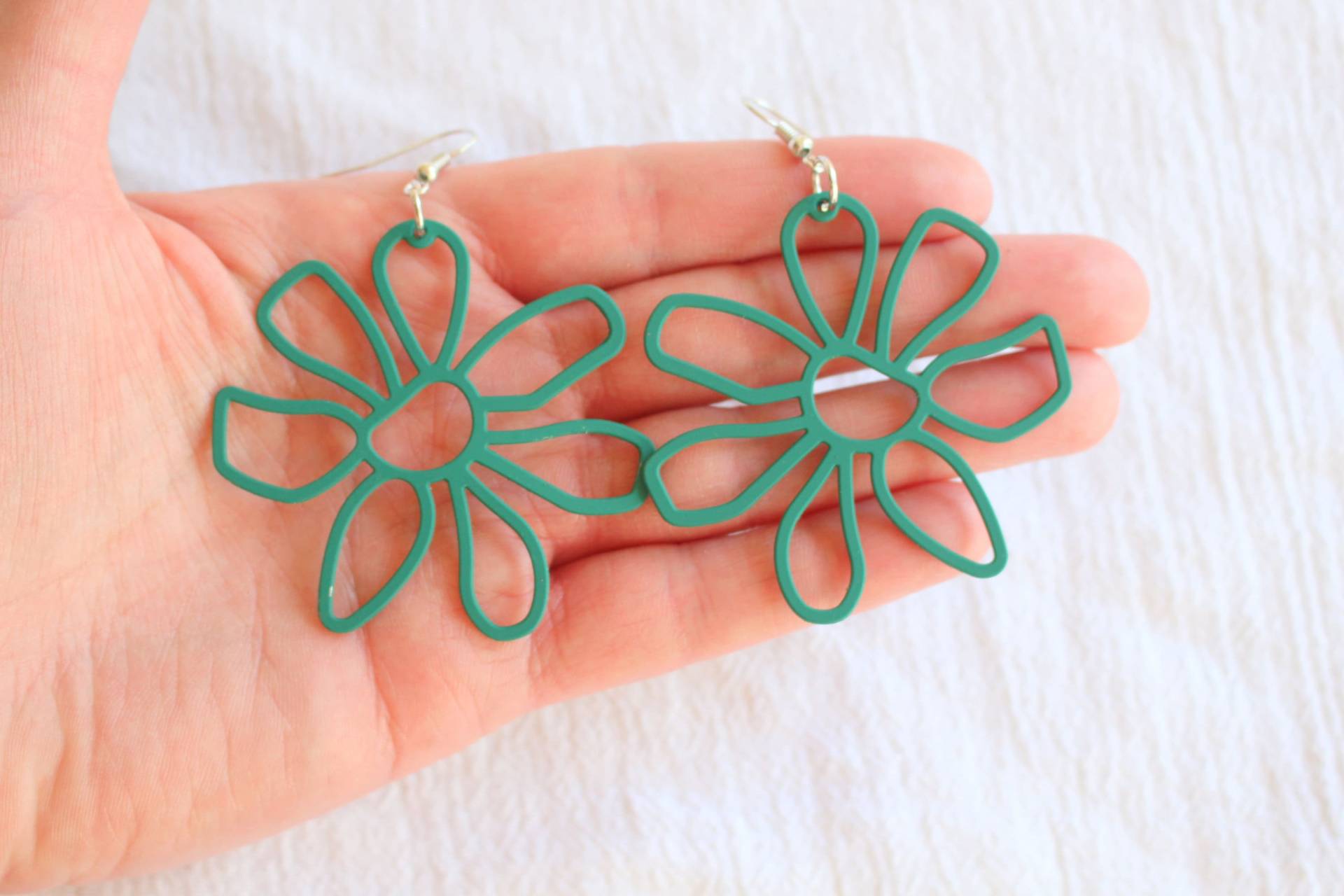 Handgemachte Grüne Blumen Ohrringe Retro Floral Modeschmuck von retroandme