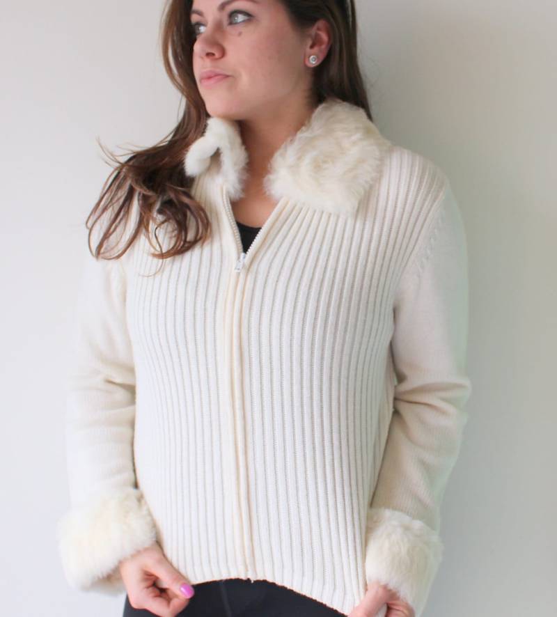 Süßer Vintage Pelzimitat Blazer...größe Medium/Large...baumwolle. Gut. Solide. Urlaub. Modell Zweigig. Retro. Frauen. Verrückt. Ausgefallen von retroandme