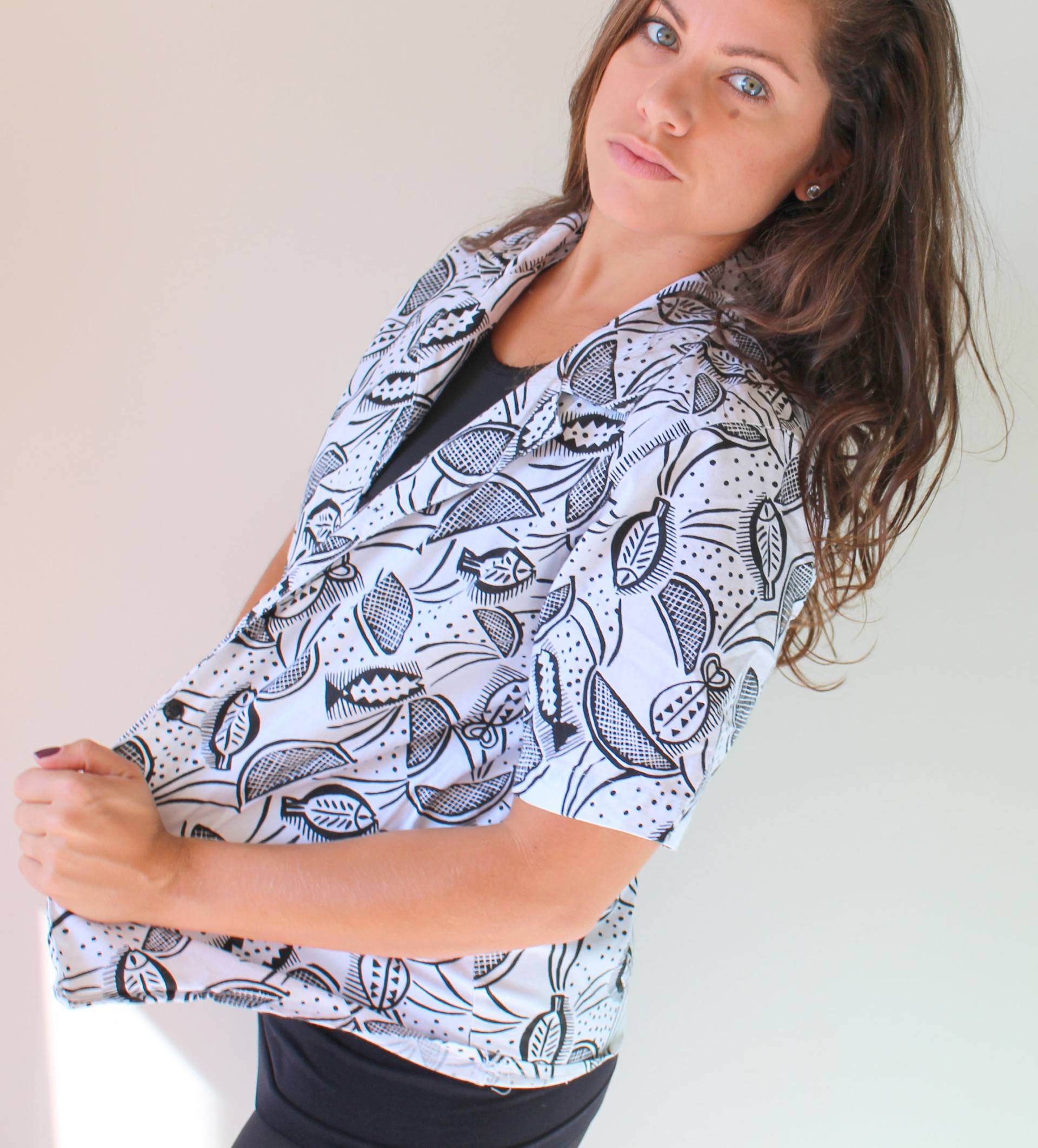 Vintage 1980S Bluse Mit Blätter-Print Button-Down Funky Retro Kragen Top von retroandme