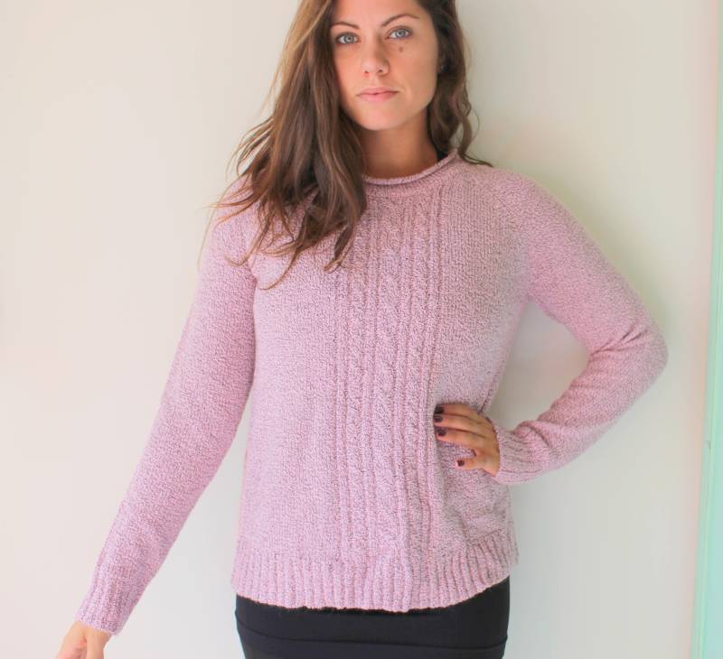 Vintage 1980S Boho Slouchy Crop Sweater Größe M Freie Größe. Hippie. Kostüm. Boho. Rosa. Frühling. Gestrickt. Retro. Modell Gesprenkelt von retroandme