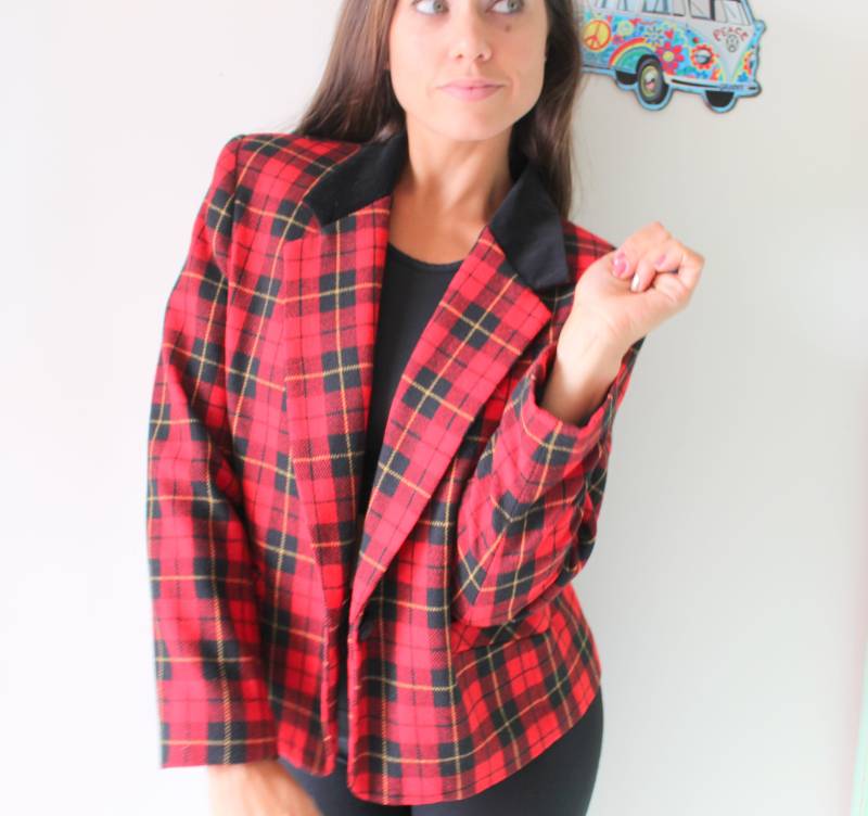 Vintage 80Er Jahre Karierter Blazer Wollmischung Festliche Urlaubsjacke Vintage 80Er Jahre Karierter Blazer Wollmischung Festliche Urlaubsjacke von retroandme