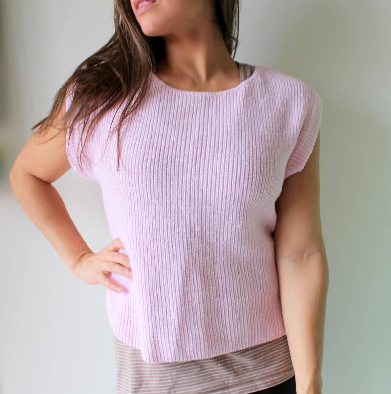 Vintage 80Er Jahre Pink Strickpullover Ramie-Baumwollgemisch von retroandme