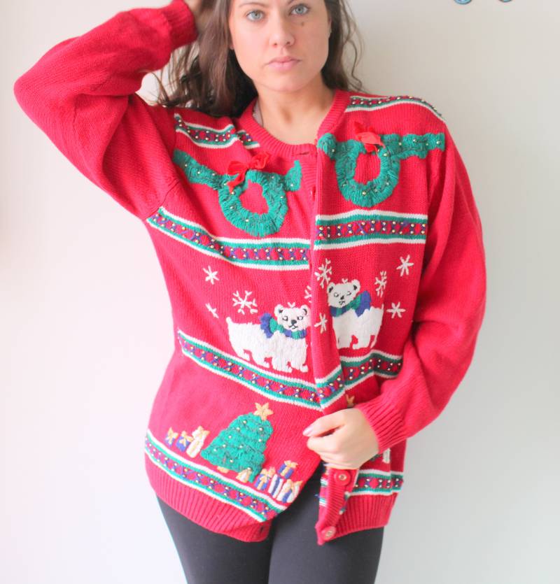 Vintage 80Er Jahre Weihnachtsstrickjacke Jingle Bell Pom Weihnachtsstrickjacke Vintage 80Er Jahre Weihnachtsstrickjacke Jingle Bell Pom Weihnachtsstrickjacke von retroandme
