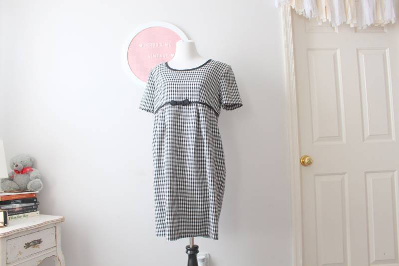 Vintage 90Er Jahre Kleid...kariert. Retro. Schwarz. Kleidung. Kleines Kleid. Sommerkleid. Designer. Neuheit. Roller. Mini Zierlich von retroandme