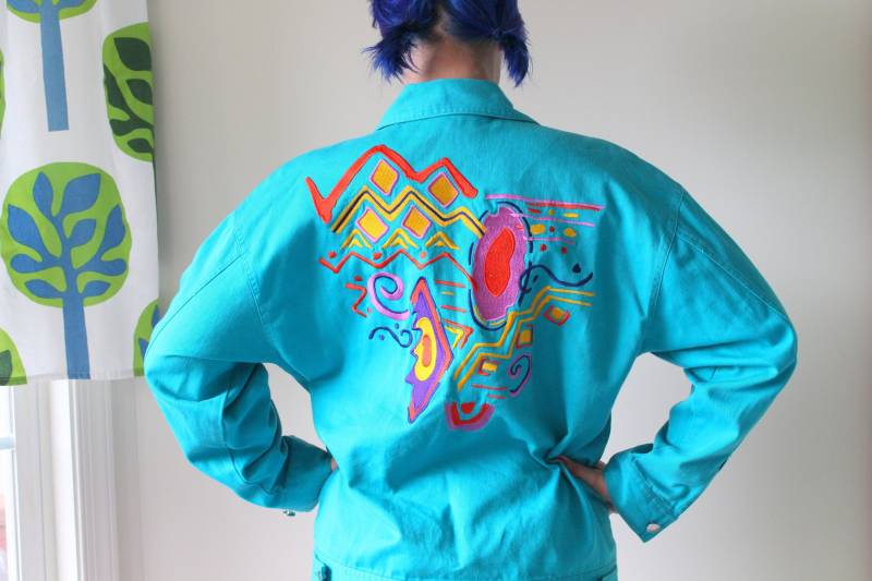 Vintage 90S Bunt Bestickte Jacke - Ib Diffusion Usa 10 von retroandme