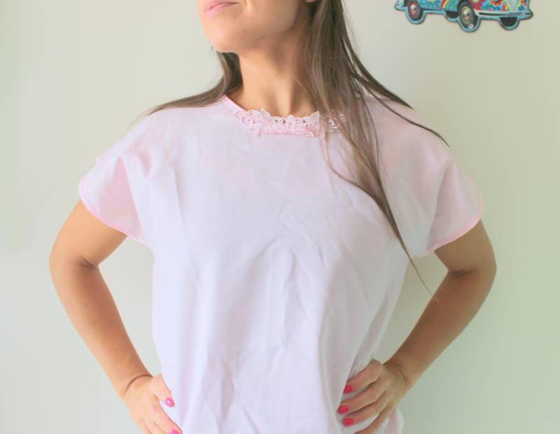 Vintage 80Er Jahre Rosa Bluse, Seidenweich, Damen L-xl von retroandme