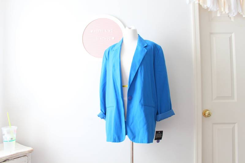Vintage Blaue Blazer-Jacke...große Xl..royalblau. Schick. Gut. Solide. Urlaub. Modell Zweigig. Retro. Frauen. Verrückt. Designer-Vintage von retroandme