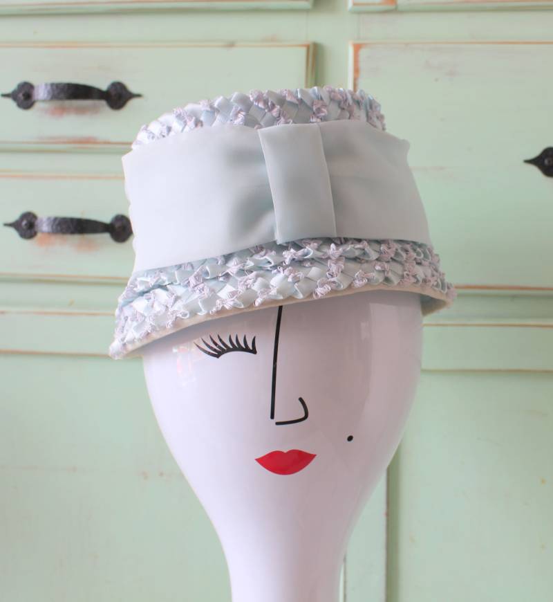 Vintage Blauer Traum Hut...strohhut. Kirche. Oma. Sommer. Frühling. Ostern. Hochzeit. Braut. Kostüm. 1950Er Jahre Hut. 1960Er Babyblaue Mütze von retroandme