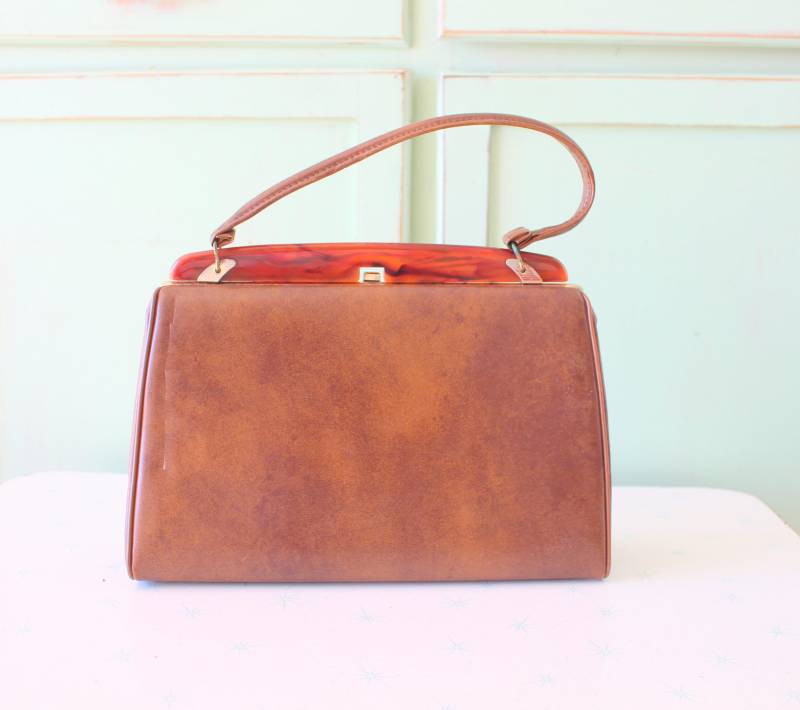 Vintage Braune Clutch Handtasche 70Er Jahre Boho Geldbörse von retroandme