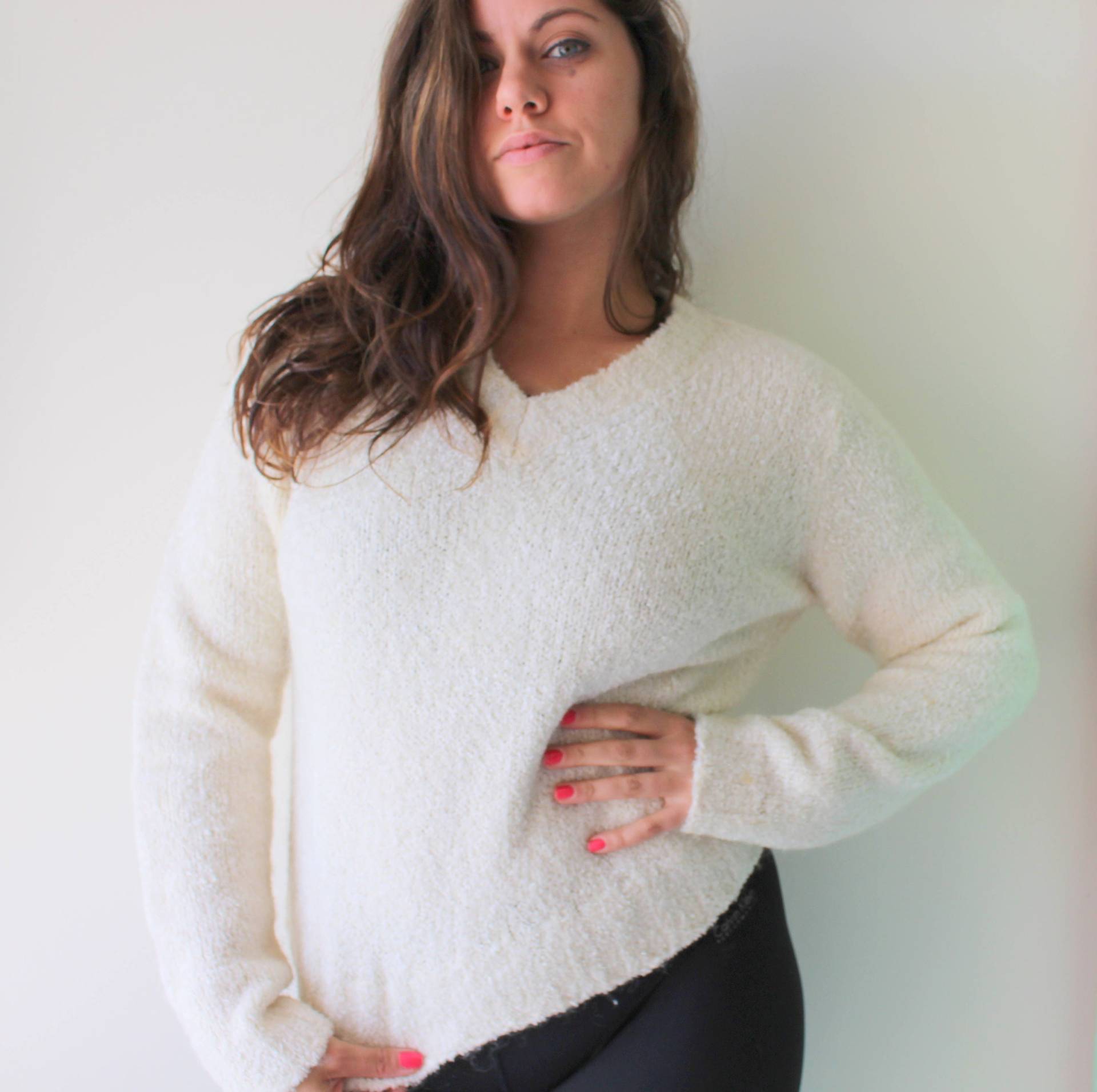 Vintage Express Tricot Crop Pullover Mit V-Ausschnitt - Medium Vintage Express Tricot Crop Pullover Mit V-Ausschnitt - Medium von retroandme