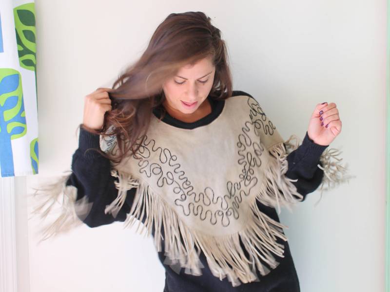 Vintage Fancy Schwarzer Crop Pullover.... Größe Groß Xlarge... Folk. Hippie. . Boho. Western. Stricken. Retro. Mod. Kostüm von retroandme