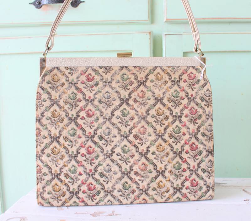 Vintage Florale Handtasche Aus Stoff 1970Er Jahre Retro Geldbörse von retroandme