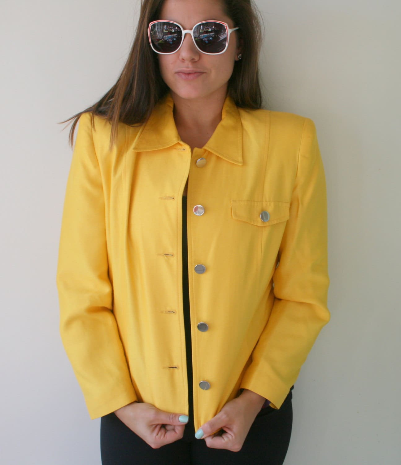 Vintage Gelbe Designer Jacke Mod Retro Style | Medium von retroandme
