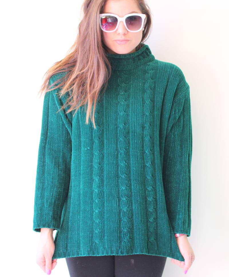 Vintage Smaragdgrüner Acryl Rollkragenpullover | M/L von retroandme