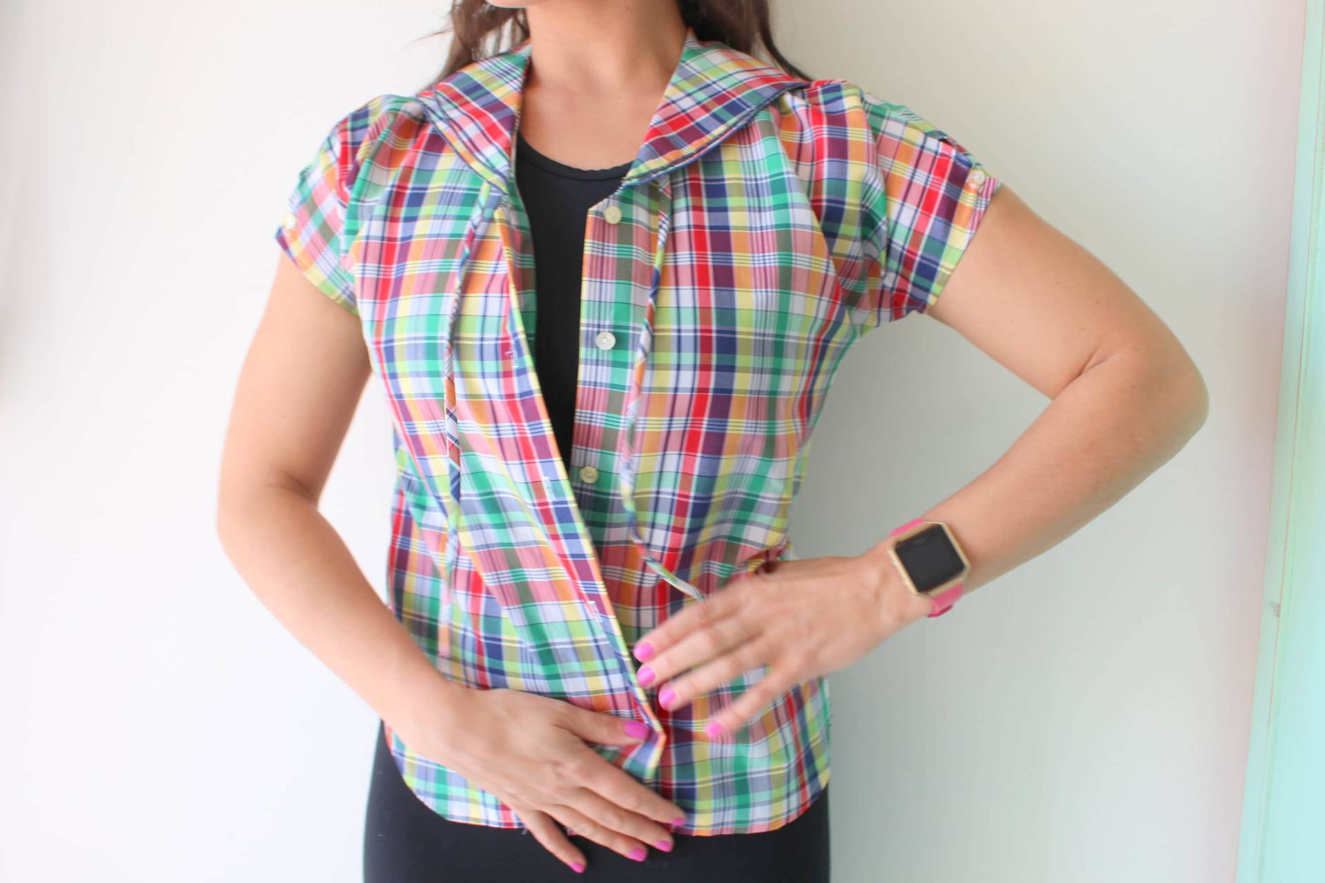 Vintage Karierte Button-Down Bluse 1960S-70S Mod Style | S/M von retroandme