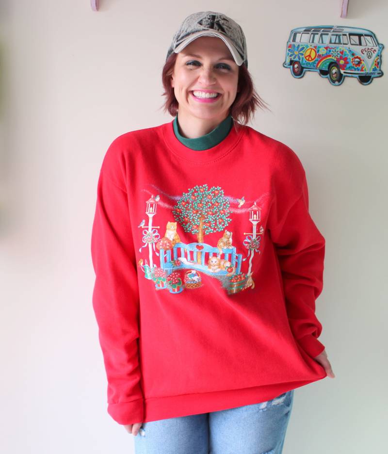 Vintage Katzen Sweatshirt... Größe Klein Mittel Damen... Kitsch. Retro. Katze. Kätzchen. Miau. Tierliebhaber. Katze Druck. Schnurrhaare. Kostüm Vintage Katzen Sweatshirt... Größe Klein Mittel Damen... Kitsch. Retro. Katze. Kätzchen. Miau. Tierliebhaber. Katze Druck. Schnurrhaare. Kostüm von retroandme