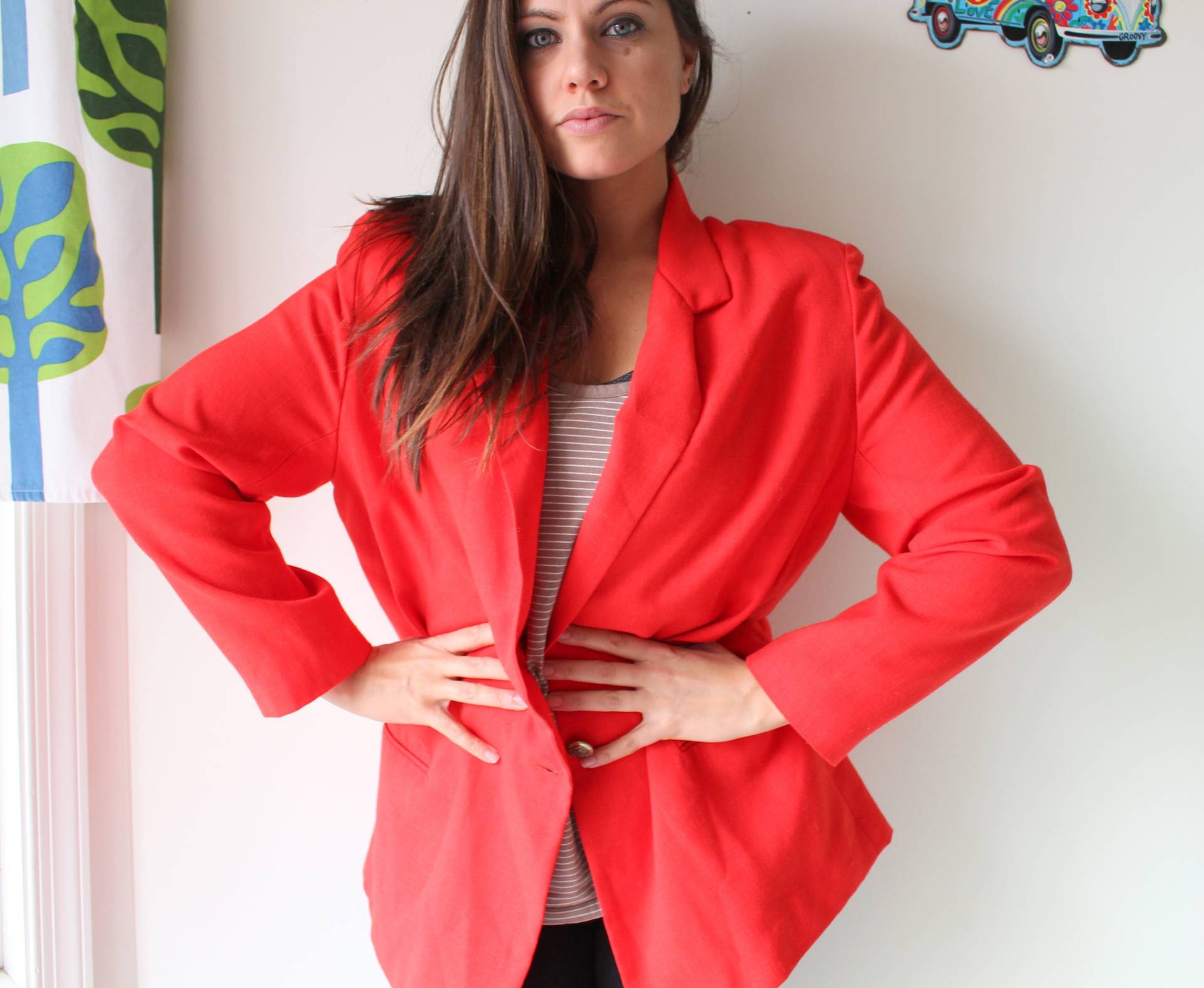 Vintage-Kirsche Rot Blazer Jacke... Größe Große Xlarge... Gogo. Solide. Urlaub. Mod. Twiggy. Retro. Frauen. Verrückten. Valentine. Festliche Vintage-Kirsche Rot Blazer Jacke... Größe Große Xlarge... Gogo. Solide. Urlaub. Mod. Twiggy. Retro. Frauen. Verrückten. Valentine. Festliche von retroandme