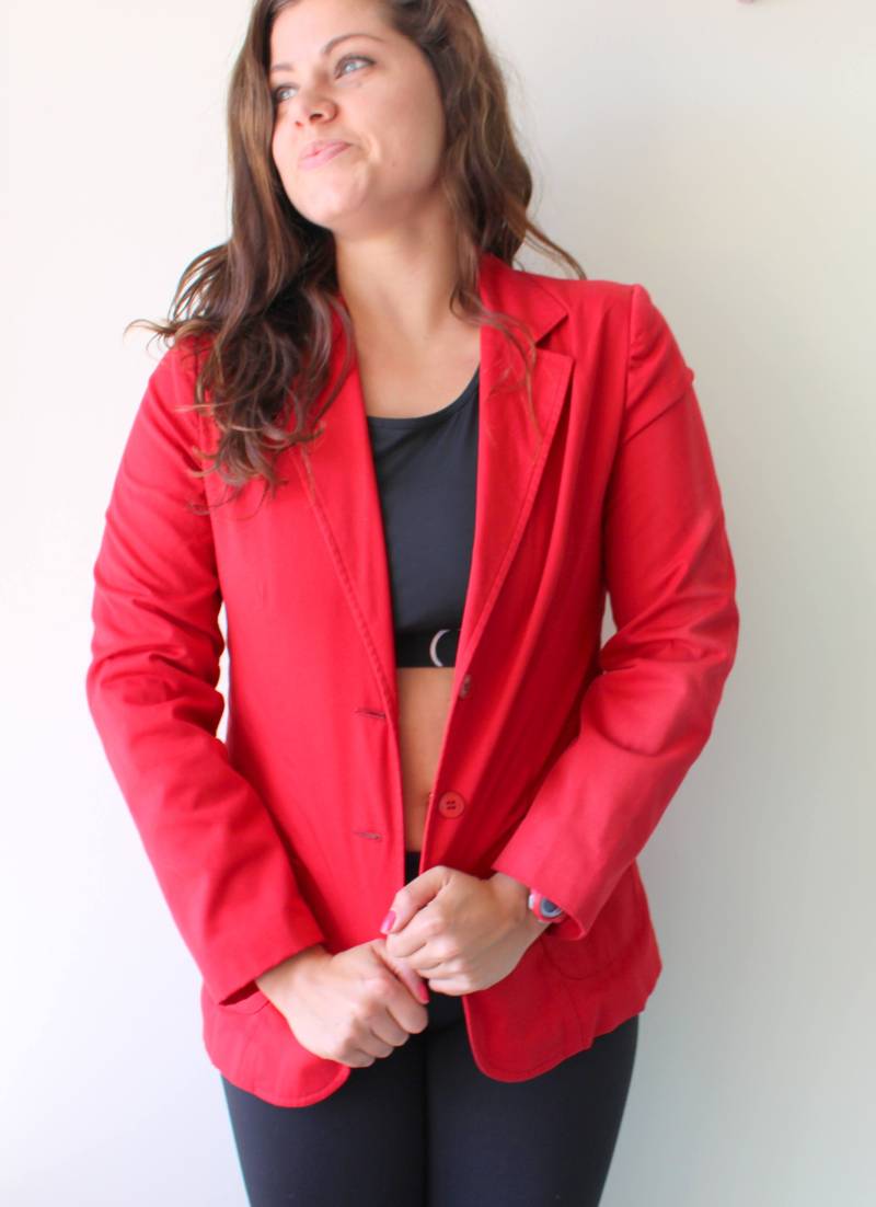 Vintage Kirschroter Baumwoll-Blazer Mod Retro Jacke | M/L Vintage Kirschroter Baumwoll-Blazer Mod Retro Jacke | M/L von retroandme