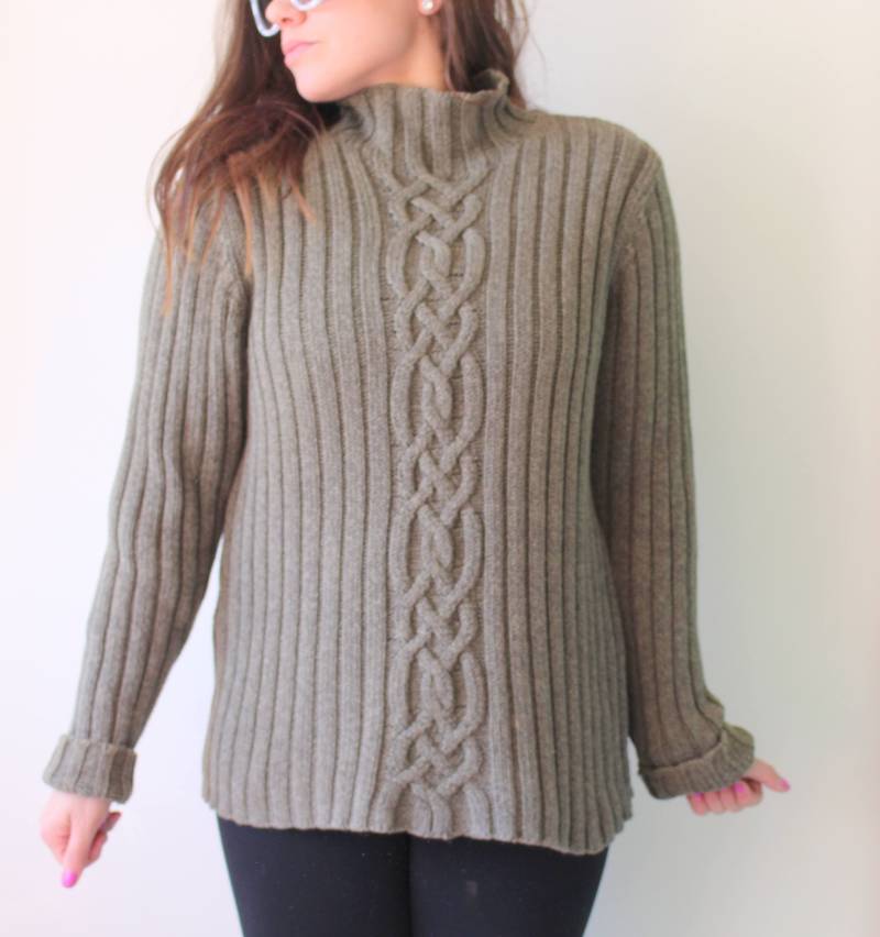 Vintage Ll Bean Olive Grün Rollkragenpullover 1990Er Jahre Strick von retroandme