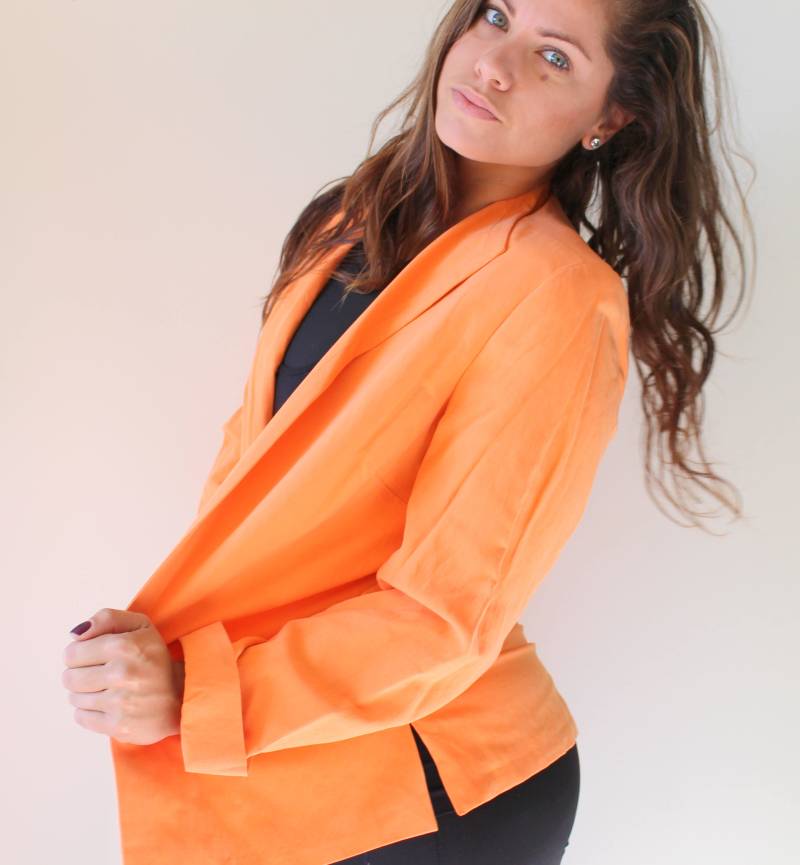 Vintage Mandarine-Blazer Jacke... Mittelgroß... Baumwolle. Gogo. Orange. Urlaub. Mod. Twiggy. Retro. Frauen. Rave. Diva. Hipster. Wippe von retroandme