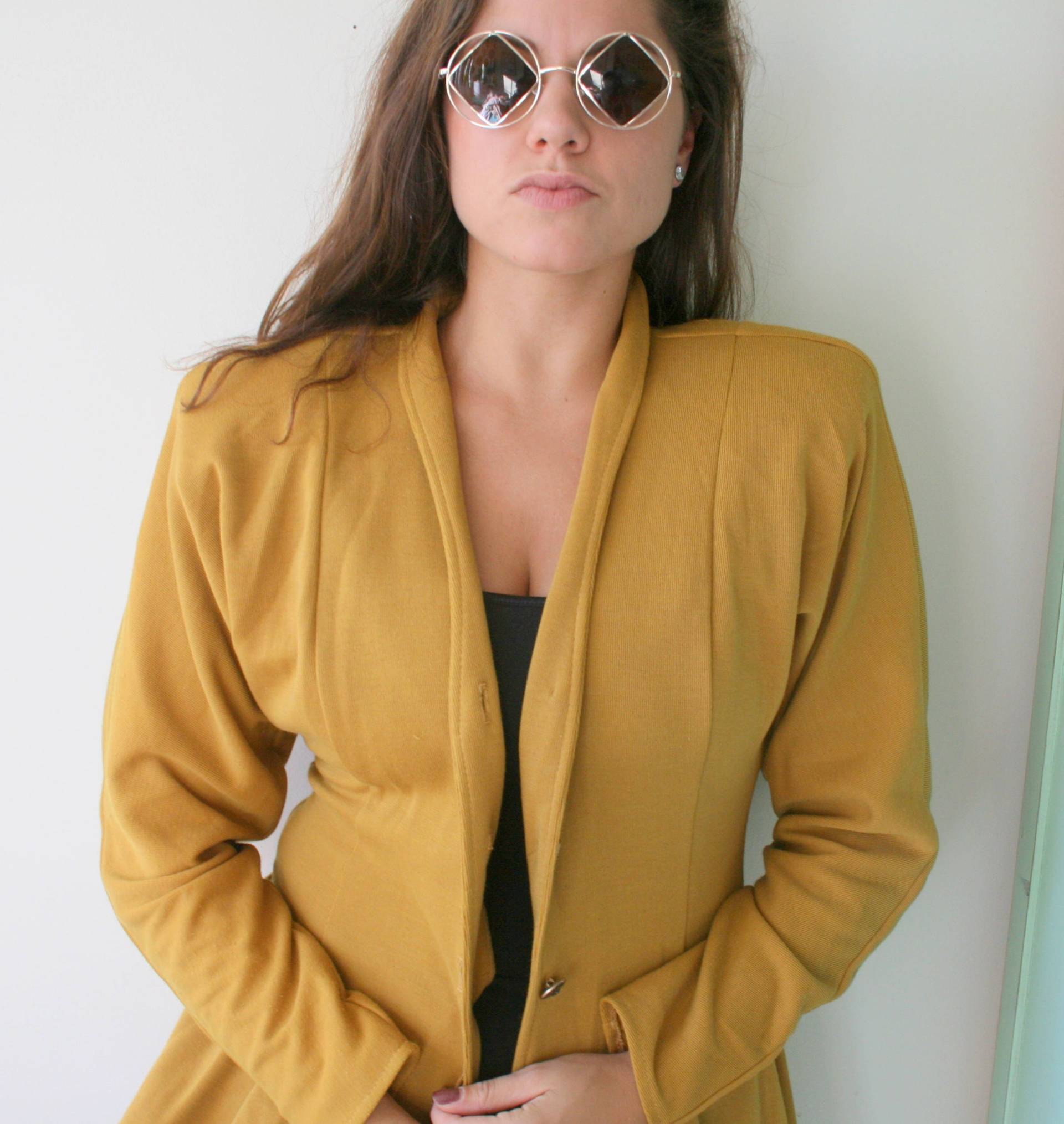 Vintage Mustard Jacke, Blazer, Sakko. Modell Kostüm. Bluse. Frauen. Damen. Geschäft. Fließendes Top. Soho. Fancy.senfgelb. Grün von retroandme