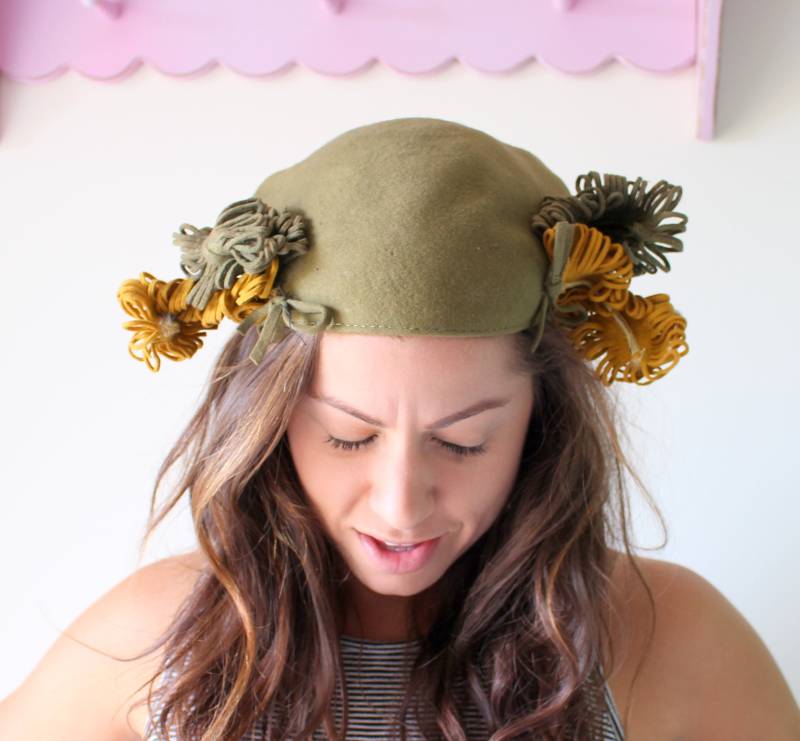 Vintage Olivfarbener Wollhut 1960Er Jahre Mid Century Cloche von retroandme