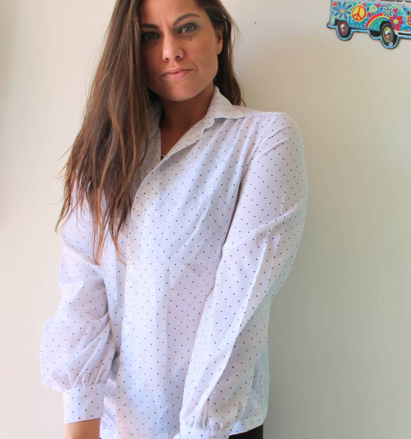 Vintage Polka Dot Bluse Schwarz Und Weiss Baumwolle Fließendes Top Vintage Polka Dot Bluse Schwarz Und Weiss Baumwolle Fließendes Top von retroandme