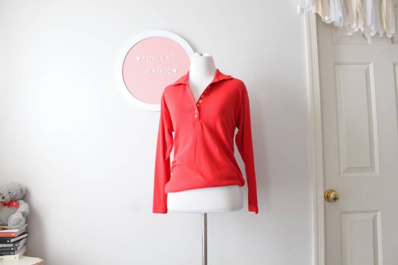 Vintage Red Fancy Chic Pullover.größe L Hippie. Kostüm.boho. Rot. Frühling. Gestrickt. Retro. Mod.byer. Hergestellt in Den Usa. Viertel Ärmel von retroandme