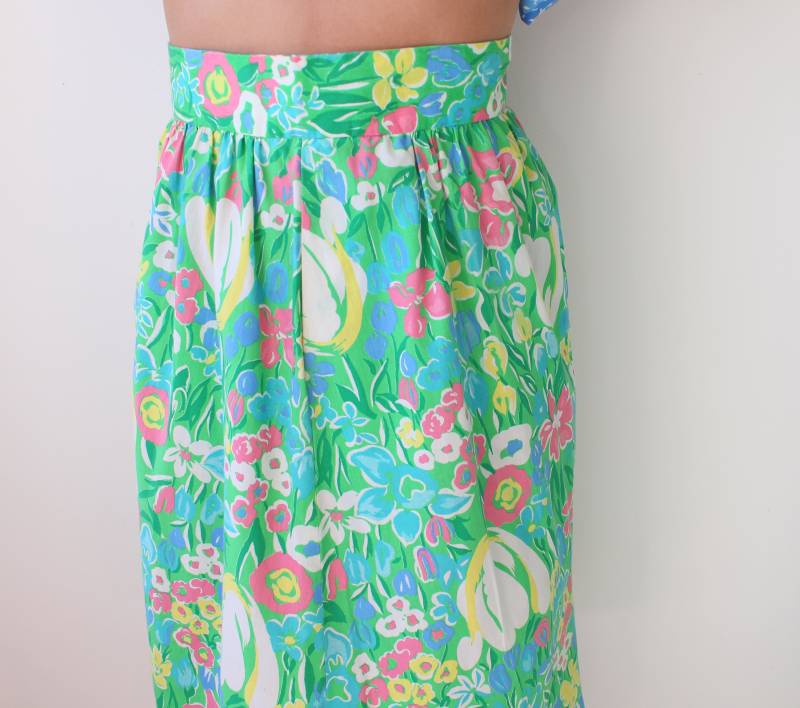 Vintage 1960S Bleistiftrock Mit Blumenmuster, Retro Baumwolle S/M von retroandme