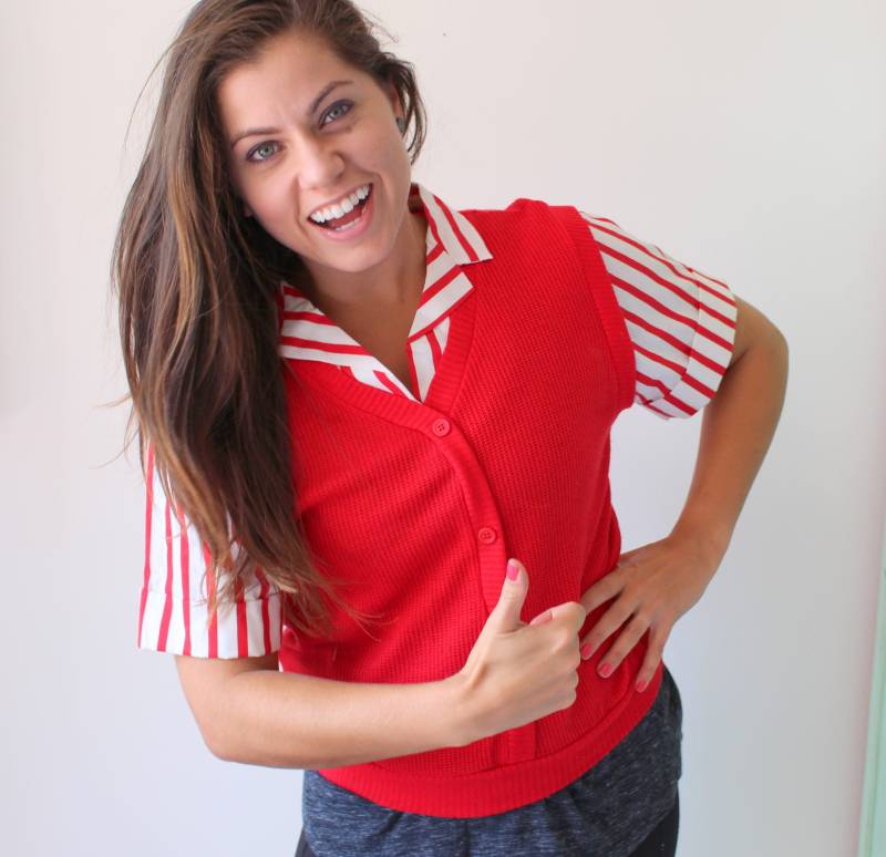 Vintage Rot Gestreifte Bluse Womens. Rot Und Weiß. Mod. Kostüm. Bluse. Damen. Kellnerin. Aufwändig. Vtg Kleidung von retroandme