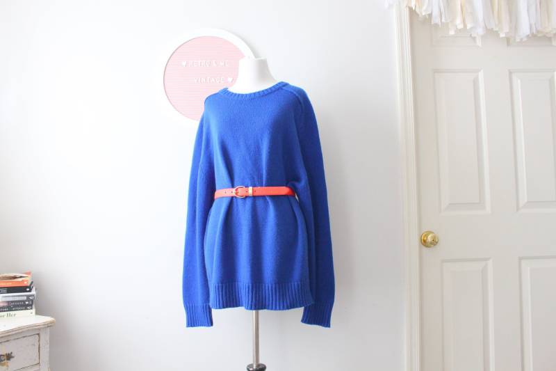 Vintage Royal Blauer Unisex Großer Pullover Freie Größe. Hippie. Kostüm. Boho. Frühling. Stricken. Retro. Mod. Blauer Pullover. Herren. Womens von retroandme