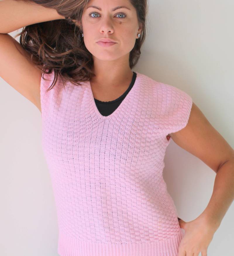 Vintage Schöner Rosa Boho Slouchy Crop Pullover.. Größe Klein Mittel... Folk. Freie Größe. Hippie. Kostüm. Boho. Rosa. Frühling. Stricken. Retro. Mod von retroandme