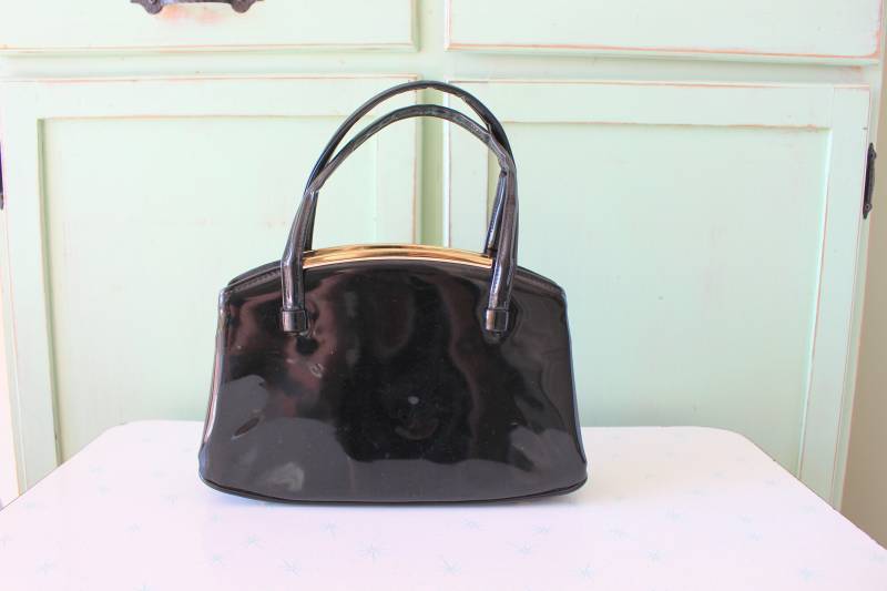 Vintage Schwarze Leder Clutch 1960Er Jahre Mod Handtasche von retroandme