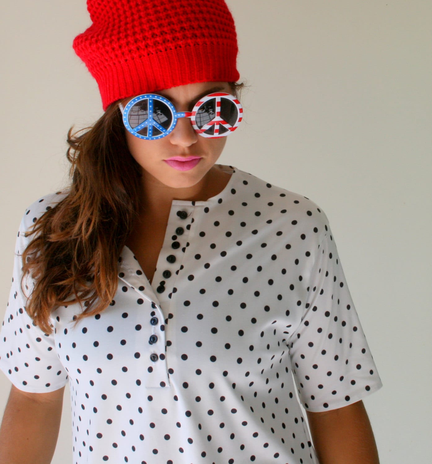 Vintage Seidige Polka Dot Bluse Schwarz Weiss Mod Top Vintage Seidige Polka Dot Bluse Schwarz Weiss Mod Top von retroandme