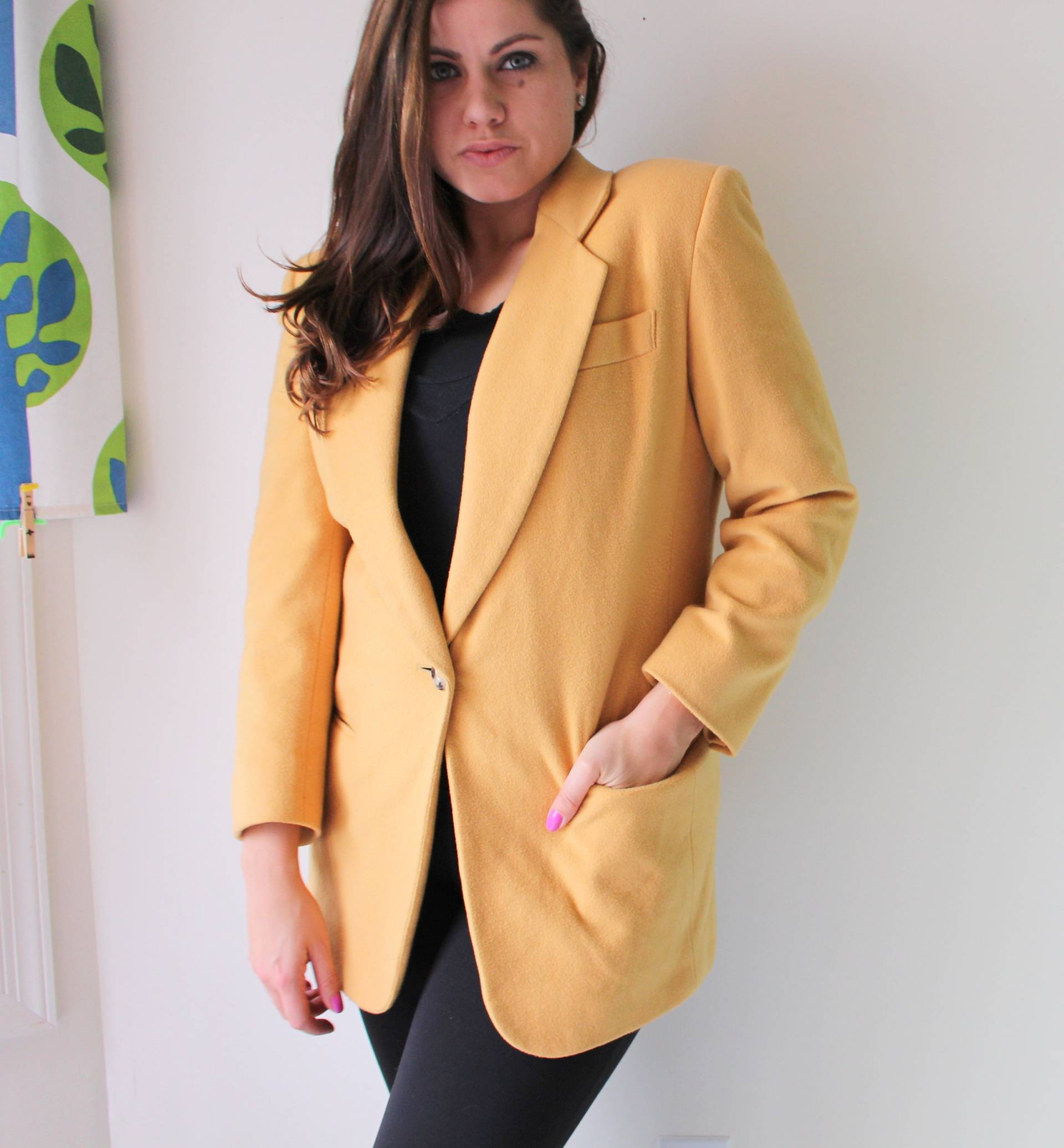 Vintage Senf Blazer... Womens. Mod. Damen. Bluse. Fließendes Top. Soho. Aufwändig. Gelb. Fallen. 90Er Jahre Blazer. Kostüm von retroandme