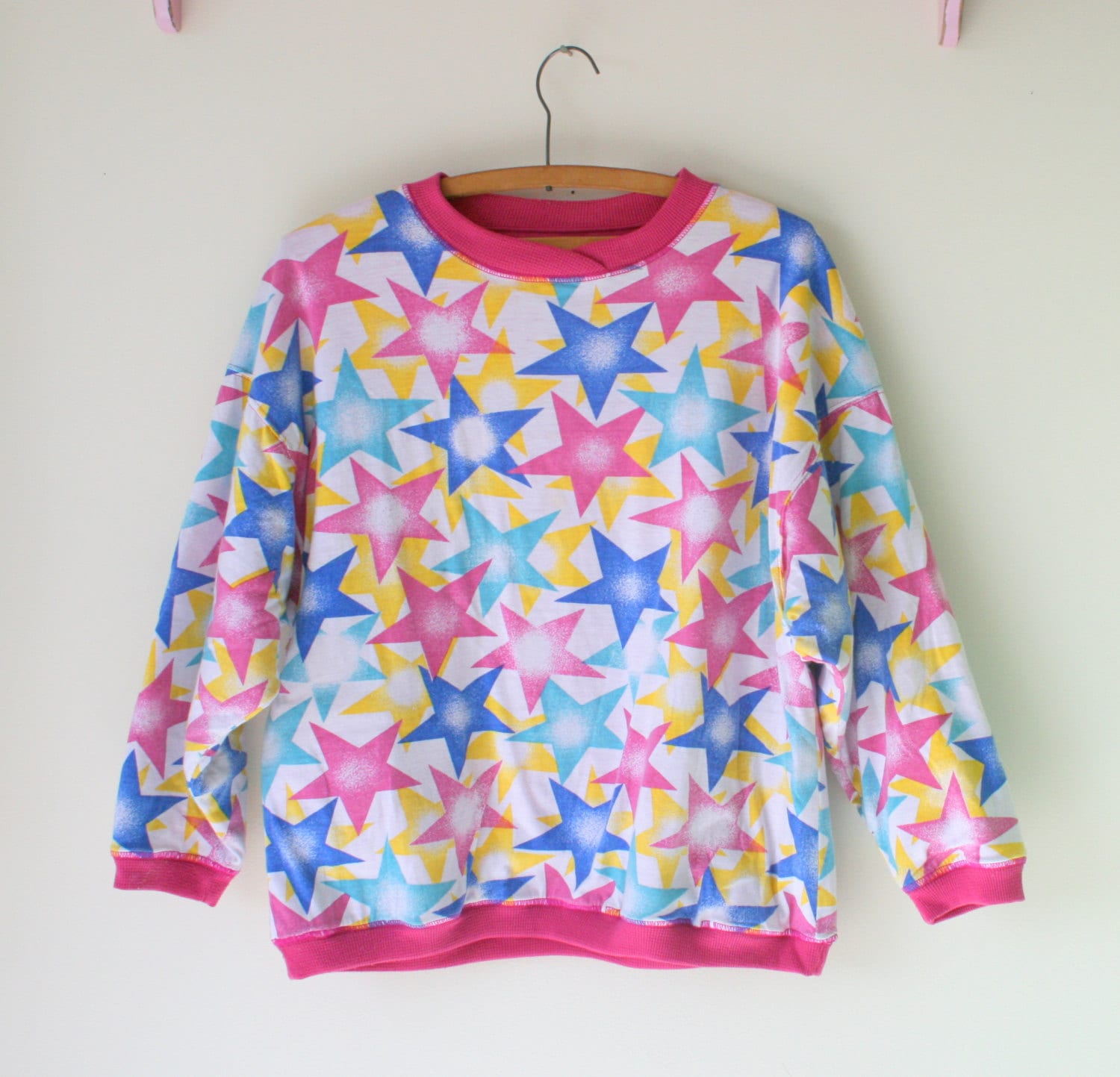Vintage Stars Rosa Boho Slouchy Pullover....größe M Bis Large...space. Galaxie. Freie Größe. Hippie. Kostüm. Boho. Frühling. Fallen. Retro. Modell von retroandme