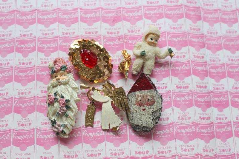 Vintage Weihnachts Brosche 6Er Set....weihnachtsmann. Schneemann. Klassisch. Modeschmuck. Brosche. Kranz. Mod. Aufwändig. Pin. Geschenk Für Sie von retroandme
