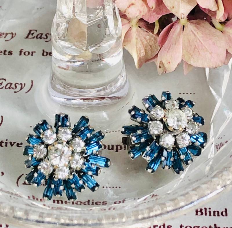 Vintage Custom Schmuck, Cluster Saphire Diamant Pastes Clip On, Antik Clipon, Patse Ohrring, Nachlass Schmuck Vintage Custom Schmuck, Cluster Saphire Diamant Pastes Clip On, Antik Clipon, Patse Ohrring, Nachlass Schmuck von retrobonbon