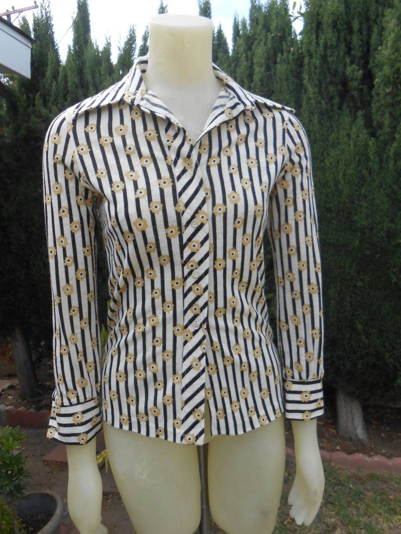 Vintage 1960S Catalina Sportswear Ca Langarm Shirt Mit Streifen Gr.s von retrorecyclegirl