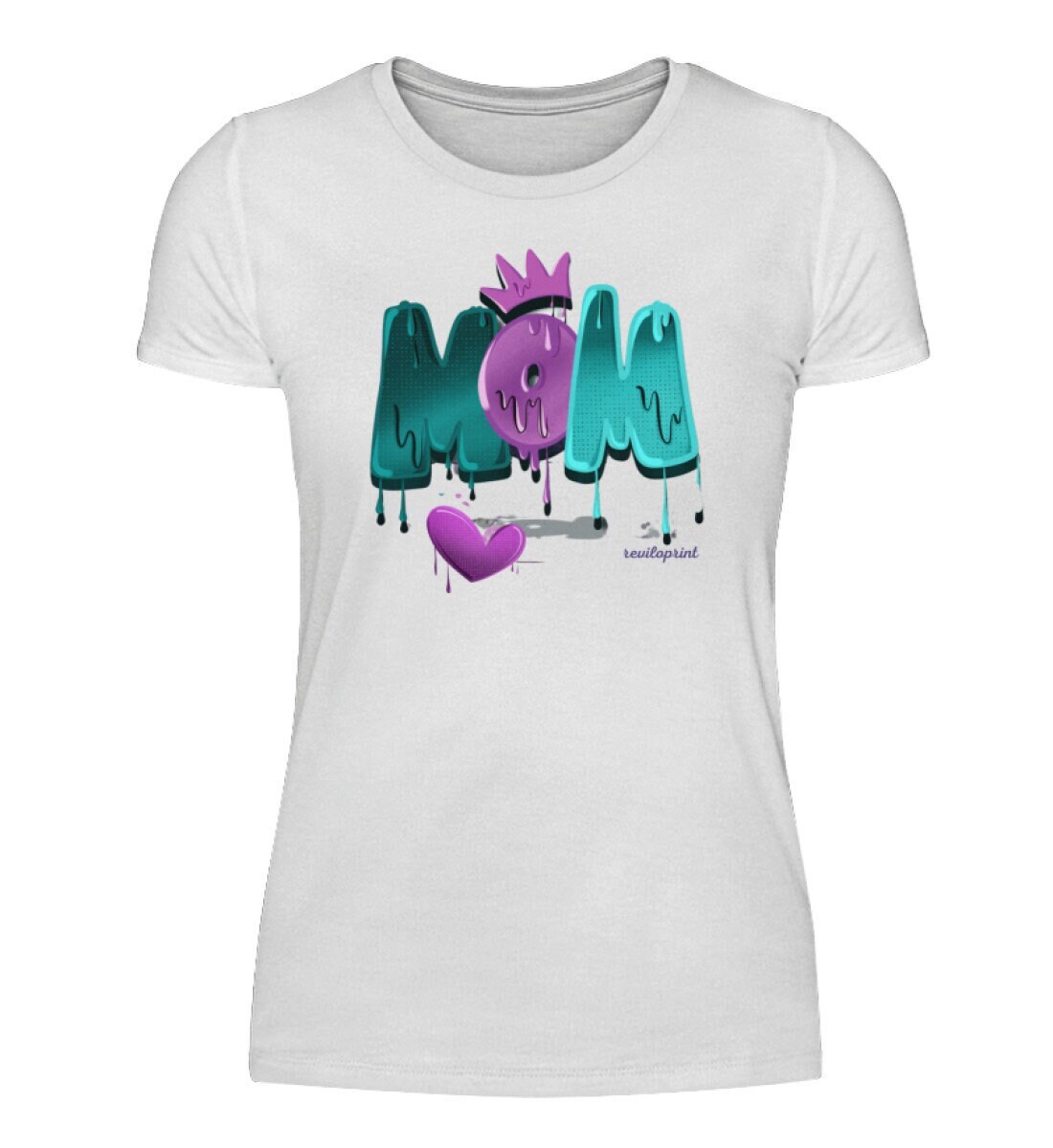 Muttertag - Mom Mit Herz Farbe Verlaufend Damenshirt Muttertag - Mom Mit Herz Farbe Verlaufend Damenshirt von reviloprint