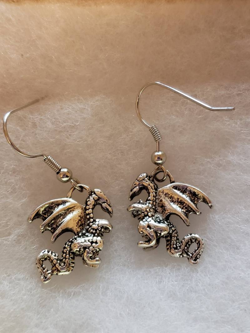 Drachenohrringe, Silber Ohrringe, Drachen Anhänger, Ohrringe Drachen, Schmuck von revisionme