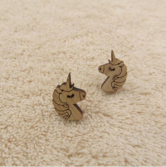 Einhorn Ohrringe, Ohrstecker Aus Holz, Holz von revisionme