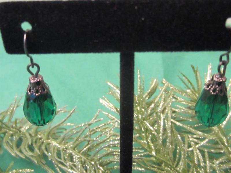 Glas-Tropfen-Ohrringe, Schwarze Ohrringe, Hypoallergen, Silber Ohrringe von revisionme