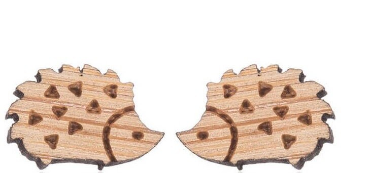 Igel Ohrstecker, Holzohrstecker, Holzohrringe von revisionme