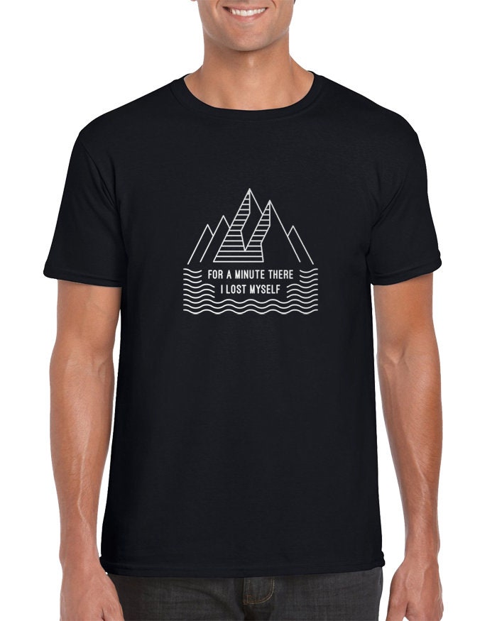For A Minute There I Lost Myself | Inspiriert Von Karma Polizei Liebe Im Freien Berge Wellen Fan Made T Shirt von revolteez